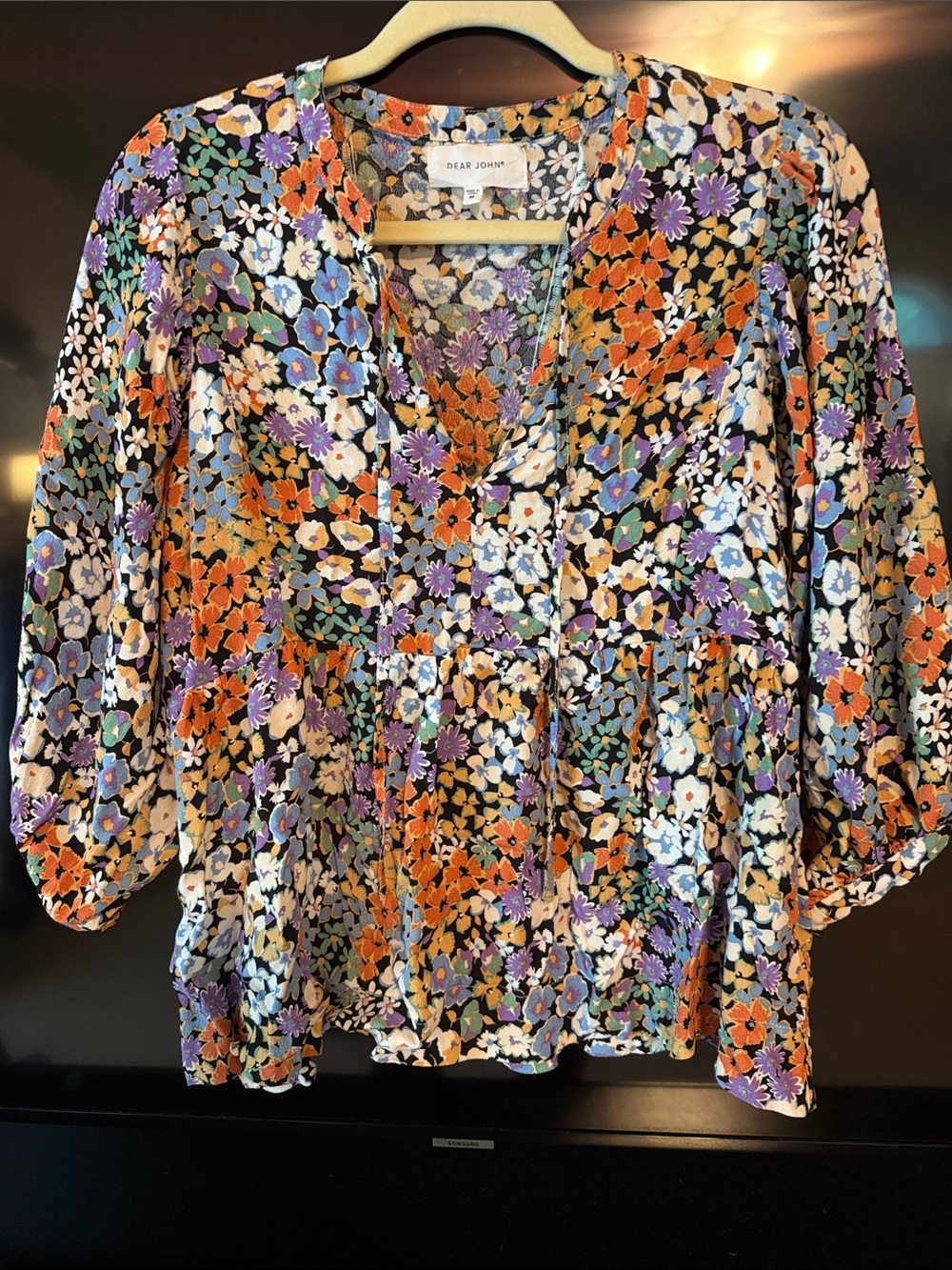 Dear John Malia blouse in a multi-color floral print